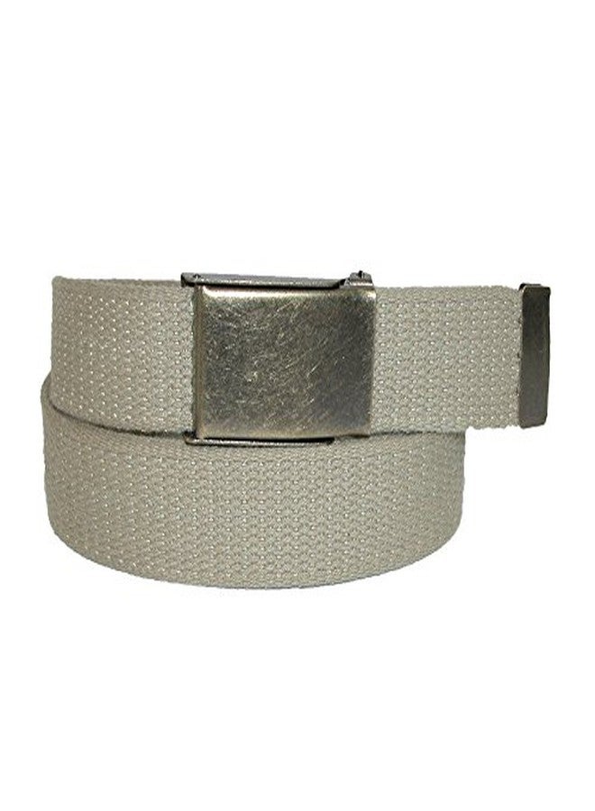 CTM Men's Big & Tall Fabric Belt with Brass Flip Top Buckle, Khaki - Image 3