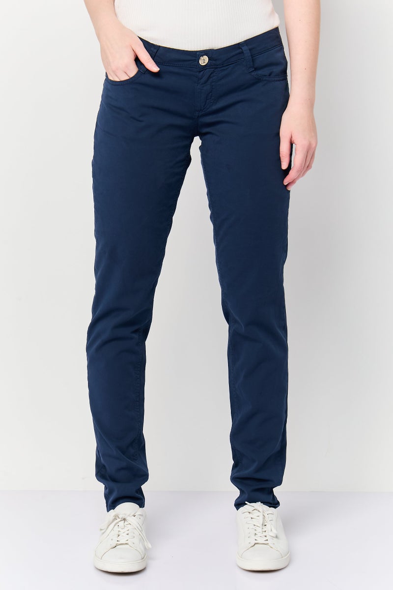 Harmont & Blaine Women Solid Straight Leg Pants, Navy - Image 1