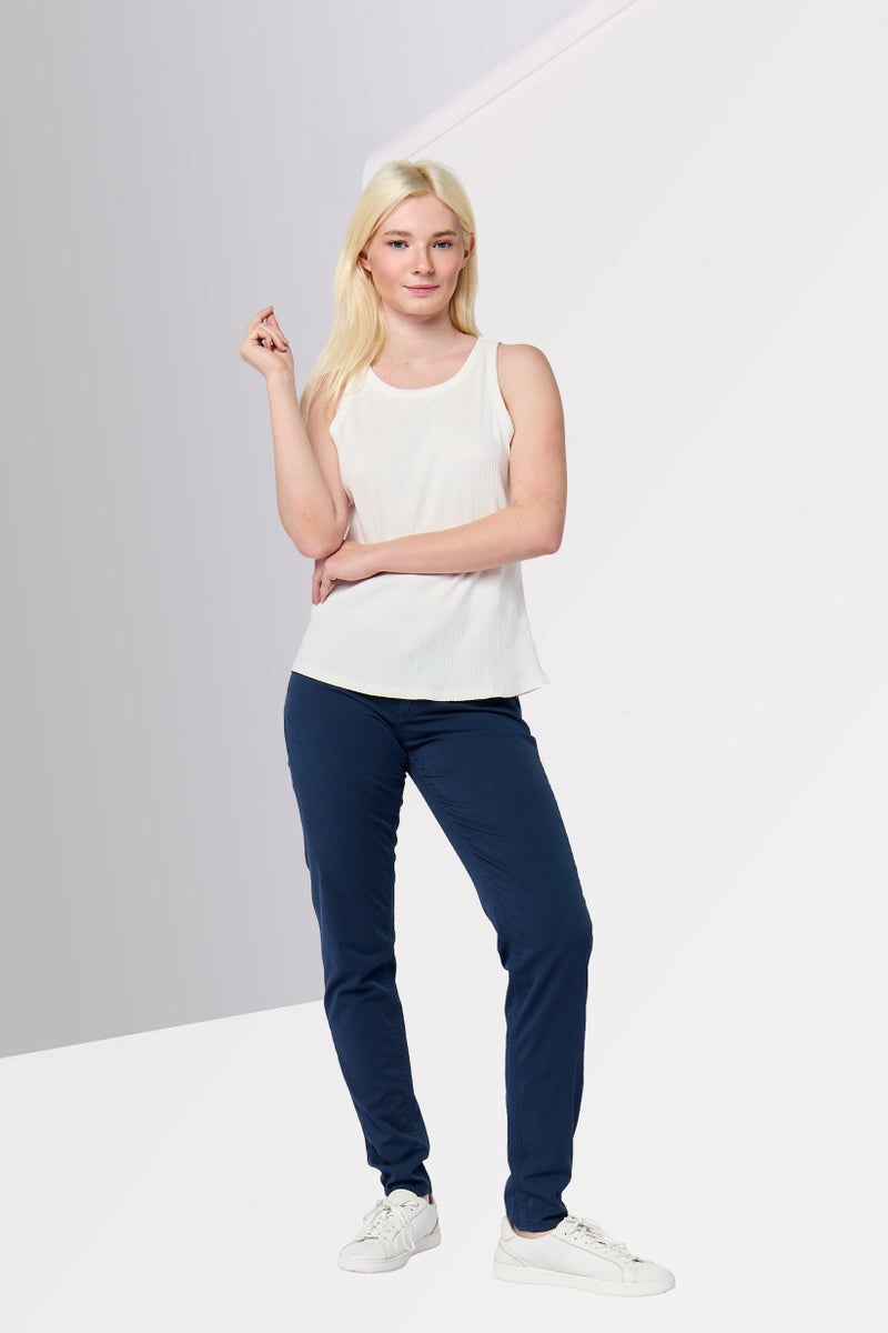 Harmont & Blaine Women Solid Straight Leg Pants, Navy - Image 2
