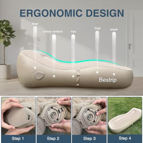 Bestrip Auto Inflatable Couch Lounger, Air Mattress Sofa Bed with Rechargeable Air Pump - Image 4
