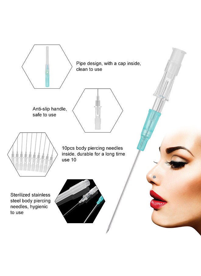 Generic - 10Pcs 18G Disposable Piercing Needle Stainless Steel Sterile Body Piercing Needles Tattoo Accessories Ear Nose Piercing Needles - Image 1