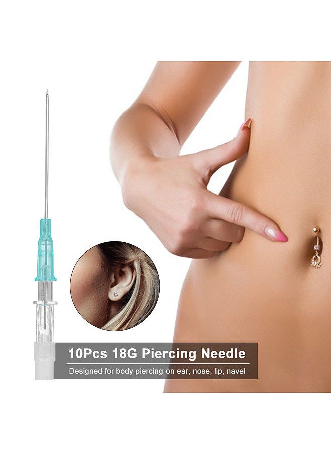 Generic - 10Pcs 18G Disposable Piercing Needle Stainless Steel Sterile Body Piercing Needles Tattoo Accessories Ear Nose Piercing Needles - Image 1