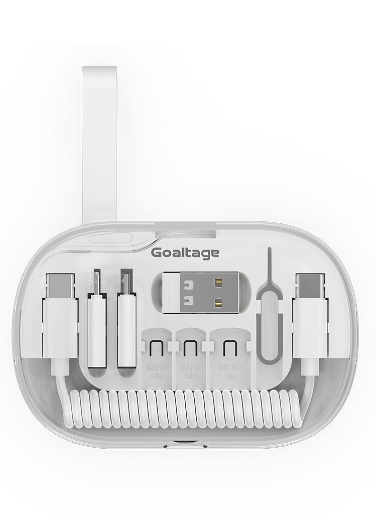 Goaltage SyncBox Cable Organizer Including SIM Card Storage, High-Speed Data Transfer Tools, Silicone Strap, Compact Design and Universal Compatibility