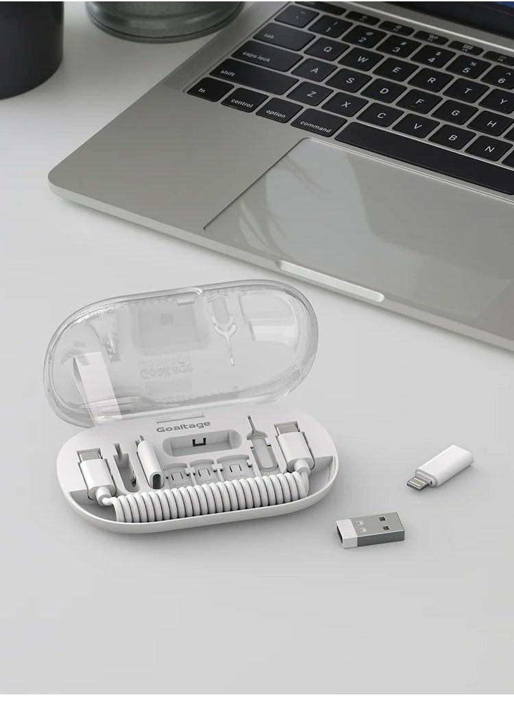 Goaltage SyncBox Cable Organizer Including SIM Card Storage, High-Speed Data Transfer Tools, Silicone Strap, Compact Design and Universal Compatibility
