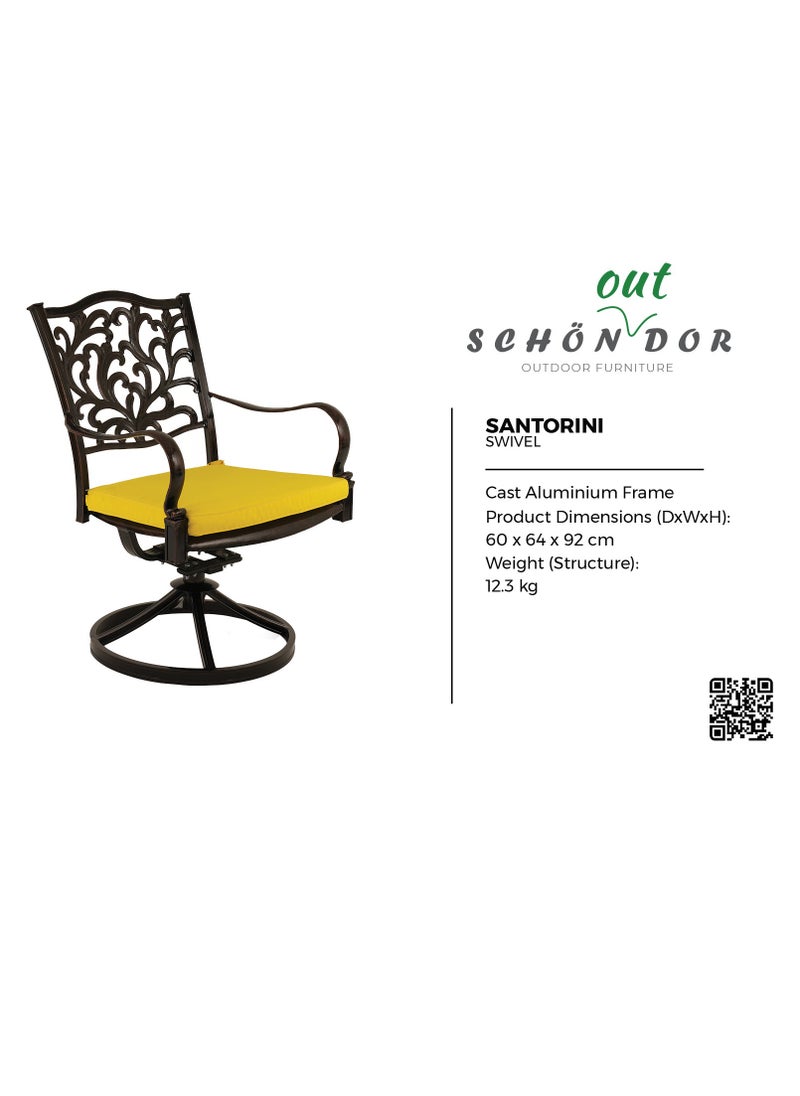 Schondor Furniture Santorini | Swivel Chair | Made in Aluminum Cast | Outdoor Furniture | Outdoor Dining | Patio | Garden | Backyard | Restaurants  - Image 4