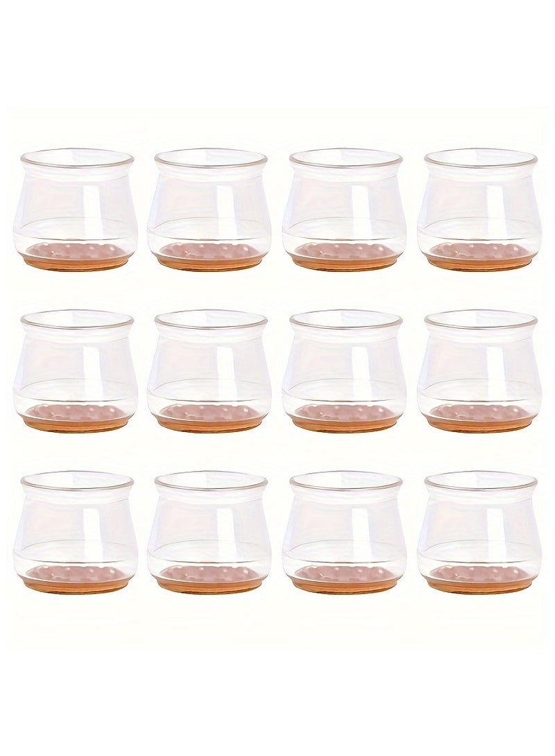 12pcs Large Non-Slip Chair Leg Covers with Felt - Clear Silicone Floor Protectors for Chairs, Tables & Mats - Ideal for Restaurants, Hotels, Cafes, Chair Leg Floor Protectors - Image 1
