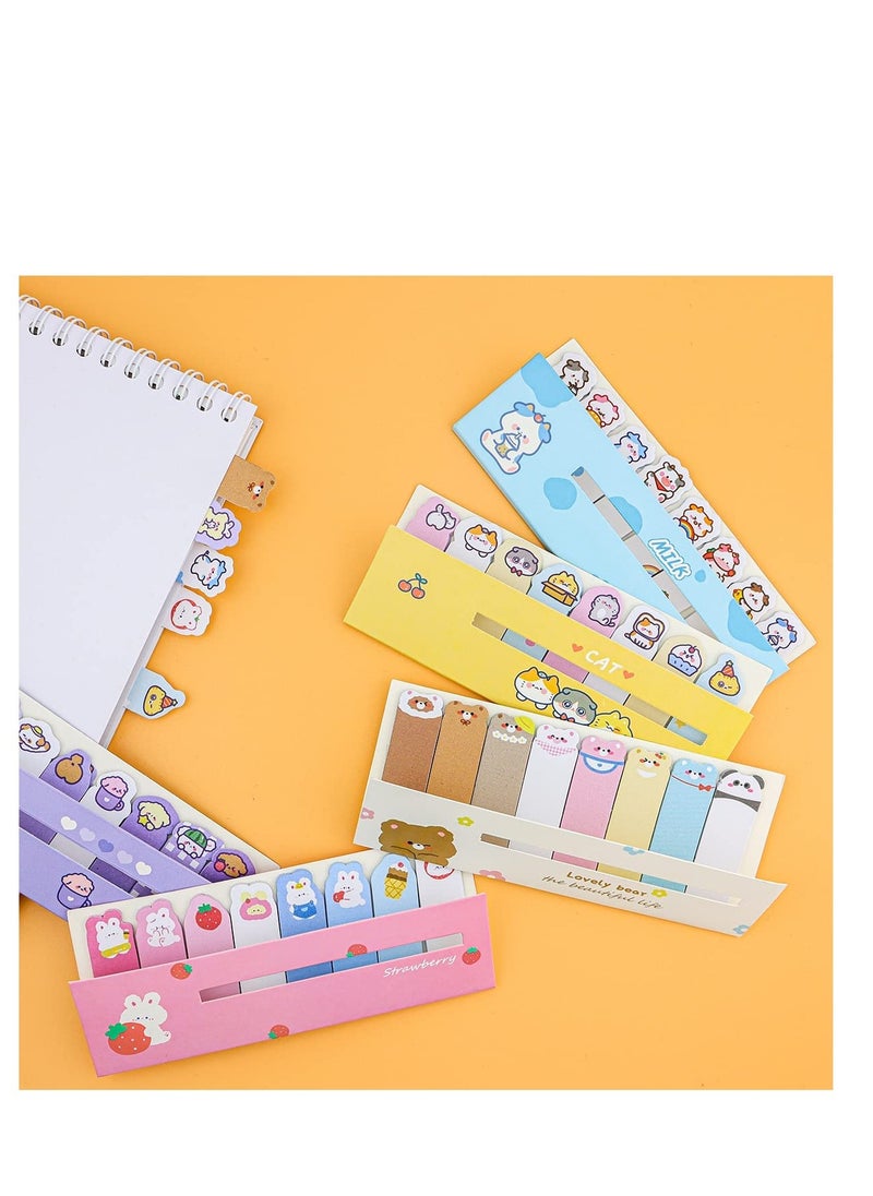 Excefore Cute Animal Paper Bookmarks, Cartoon Cat Anime Reading Bookmarks, Funny Stationery Bookmarks, Self-Stick Tab Bookmark Marker Pad, for Office School (5 Styles *2)  - Image 4