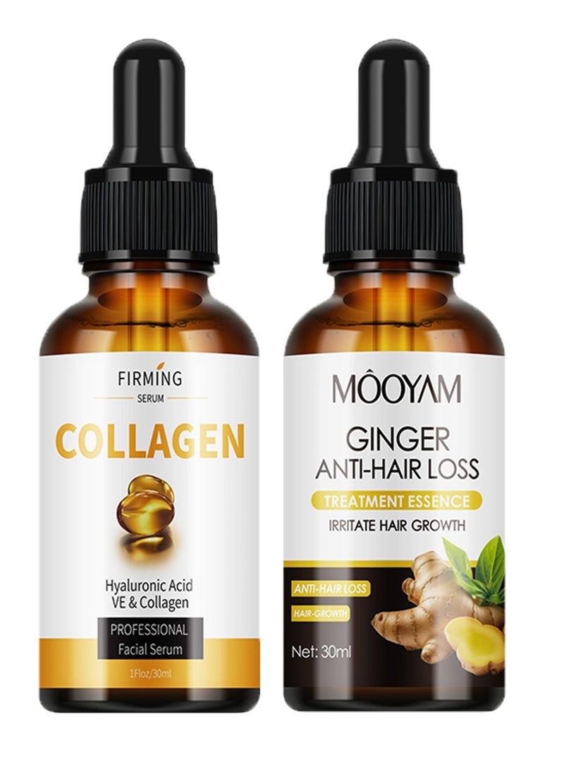 موويام سيروم الوجه المضاد للشيخوخة بالكولاجين وخلاصة الزنجبيل لتنمية الشعر 30 مل يحسن مرونة البشرة ويقلل من تساقط الشعر - Image 1