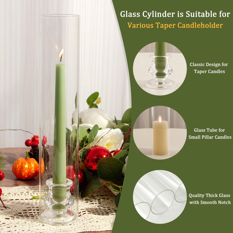 ASHELYULLA Hurricane Glass Candle Holders, Set of 4 Candlestick Holders for Taper Candle with 11.8" Tall Windproof Cylinder Covers Candle Stand Bulk for Table Centerpieces on Wedding Birthday Housewarming Decor - Image 5