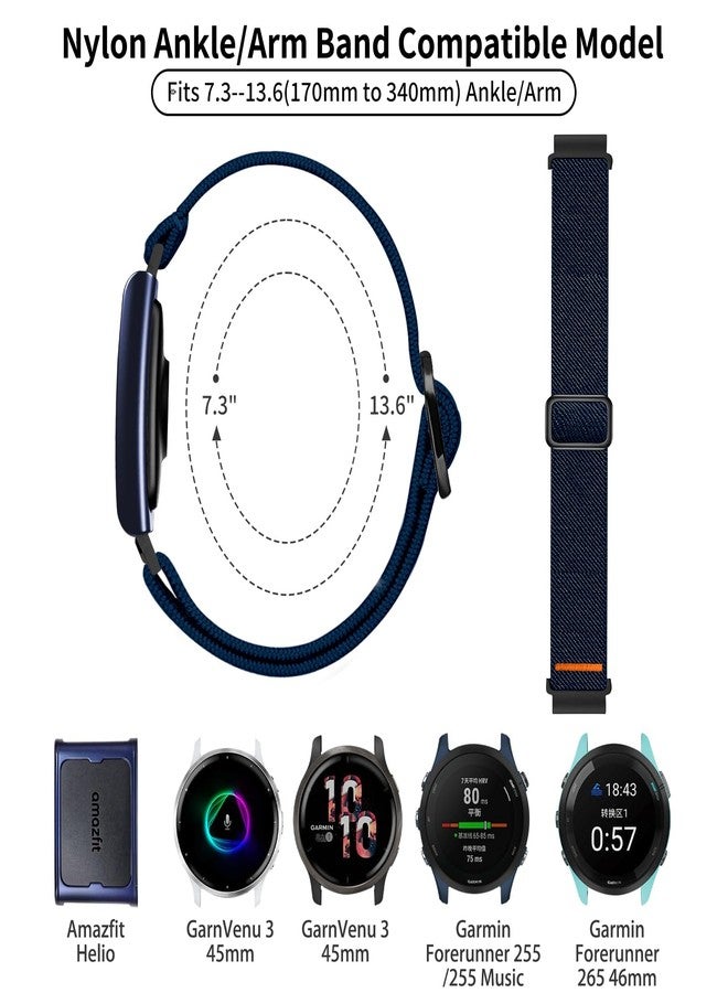Zspoly 22mm Nylon Sport Ankle/Arm Band Compatible with Amazfit Helio Strap, Elastic Braided Bicep Band Replacement for Garmin Venu 3/Venu 2/Vivoactive 4/Forerunner 255 265/Galaxy Watch 3 45mm 46mm - Image 2