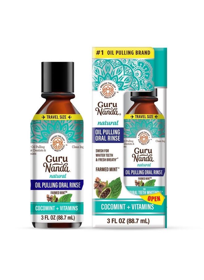 GuruNanda GuruNanda Travel Size Coconut Oil Pulling, 7 Essential Oils & Vitamins, Promotes Fresh Breath & Happy Gums, No Alcohol & Fluoride, 3 oz  - Image 1