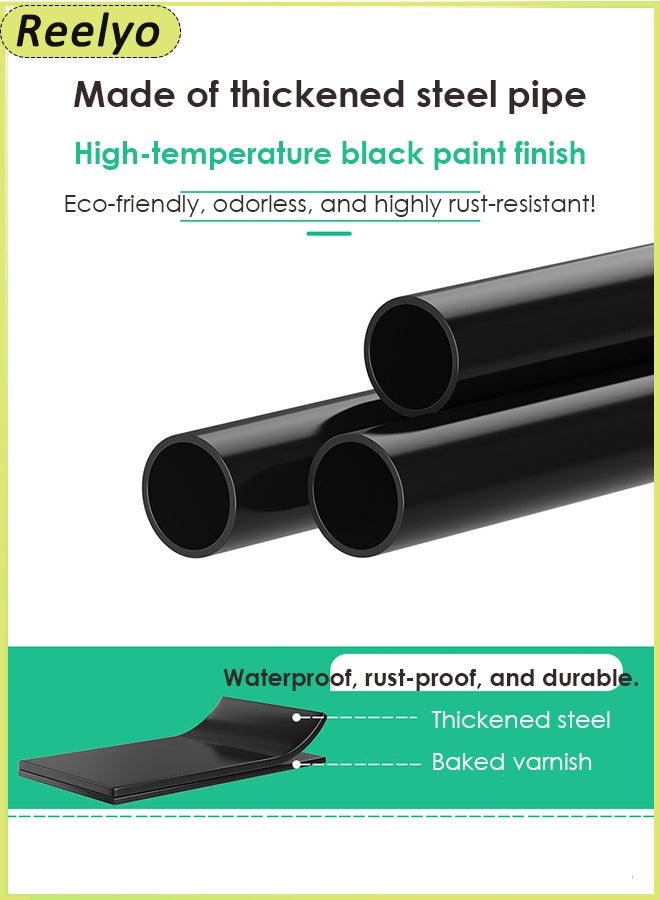 ريليو رف تجفيف الملابس 150*155*42 سم، حامل غسيل معدني متين قابل للسحب مع قضبان متعددة، رف تجفيف ملابس كبير مع 4 عجلات، رف تجفيف ملابس متحرك متعدد الوظائف من الفولاذ المقاوم للصدأ للاستخدام الداخلي والخارجي، تصميم صغير الحجم وموفر للمساحة، رف تجفيف ملابس موفر للمساحة وتخزين الملابس، رف تجفيف الغسيل قابل للطي، يمكن لرف تجفيف الملابس أيضًا حمل الحقائب والقبعات (أسود) - Image 3