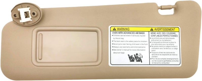 SAILEAD Left Driver Side Sun Visor Replacement Compatible with Toyota Highlander 2008 2009 2010 2011 2012 2013 with Light 74320-48490-E0, Beige - Image 1