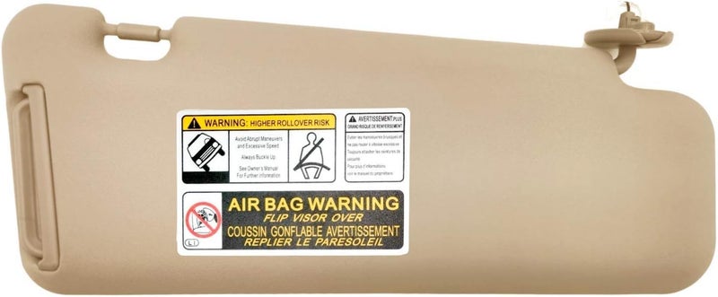 SAILEAD Left Driver Side Sun Visor Replacement Compatible with Toyota Highlander 2008 2009 2010 2011 2012 2013 with Light 74320-48490-E0, Beige - Image 2