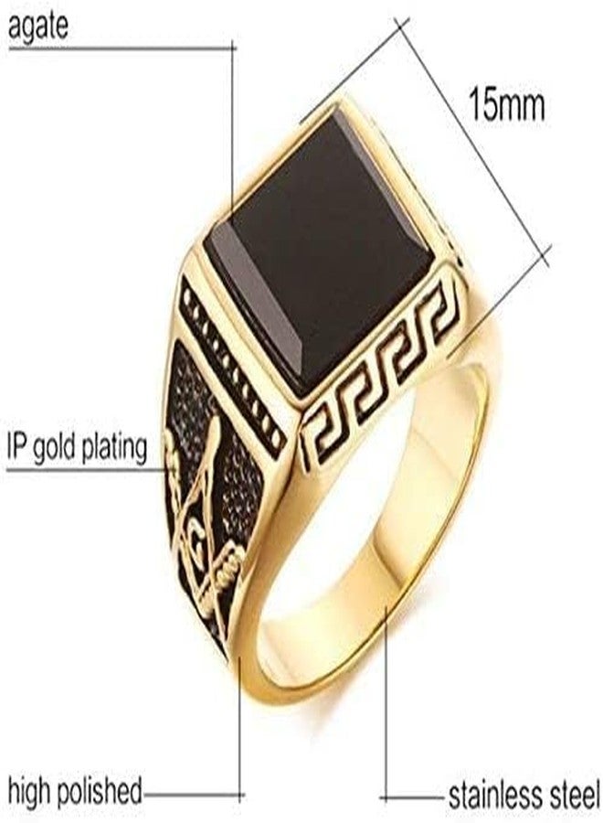 THE MEN THING Pure Titanium Steel Ring - Cubic Zirconia for Men (Gold Tone), Luxury Thick Solid 316L Stainless Steel With Oval/Square Gemstone - Jewellery for Men & Boys (20) - Image 4