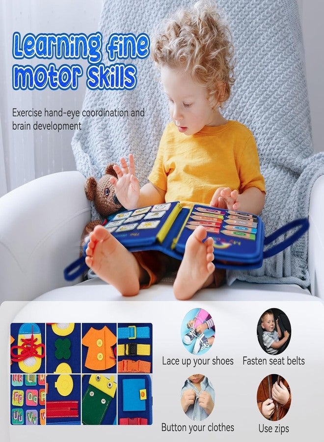 Qlect 12 in 1 Toddler Busy Binder & Busy Book for Toddlers 1-3 Years - Montessori Busy Board & Activity Book for Kids 2-4 - Engaging Toys for 2-3 Years - Educational Busy Book for Learning., Blue - Image 2