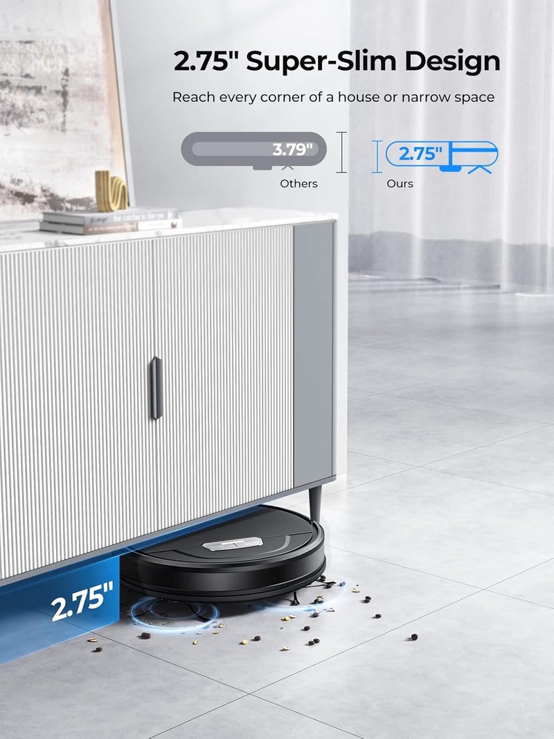Laresar Robot Vacuum Cleaner With Mop 4500Pa Robotic Vacuum 180 minutes runtime With Auto Carpet Boost Ultra Thin Robot Hoover For Pet Hair Smart App Control Compatible with AlexaEvol 3 Black - Image 4