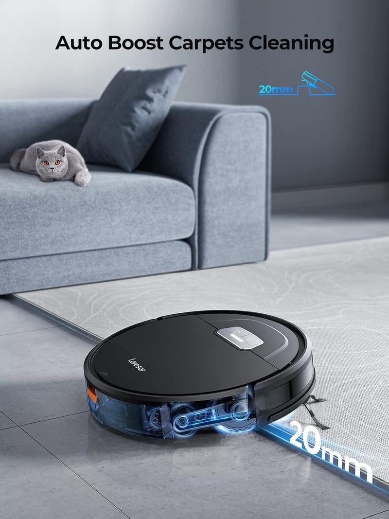 Laresar Robot Vacuum Cleaner With Mop 4500Pa Robotic Vacuum 180 minutes runtime With Auto Carpet Boost Ultra Thin Robot Hoover For Pet Hair Smart App Control Compatible with AlexaEvol 3 Black - Image 5