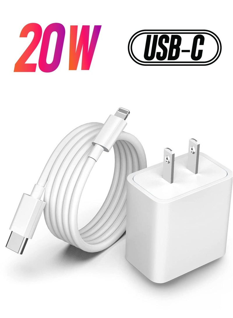 MUNTAQI iPhone Fast Charger Cable【Apple MFi Certified】20W PD USB C Wall Charger Type C Power Adapter Lightning Cable Fasting Charging Plug Compatible with iPhone 12/12 Pro/11/XS/Max/XR/X/8 Plus/SE Pad - Image 1