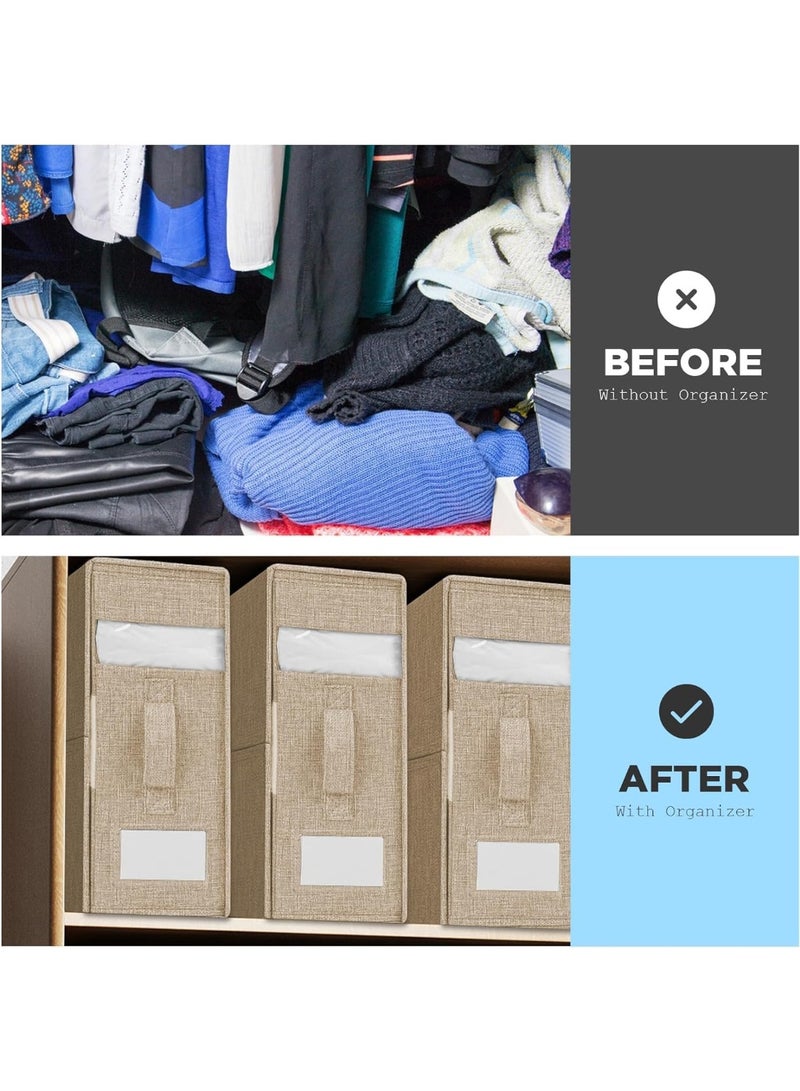 U-HOOME Large Bed Sheet Set Organizer and Storage,Foldable Storage Box for Linen Closet Organizers w/Window,Storage Bins Bedding Container for Sheet Sets,Duvet Covers,Blankets and Pillow (4pcs) - Image 5