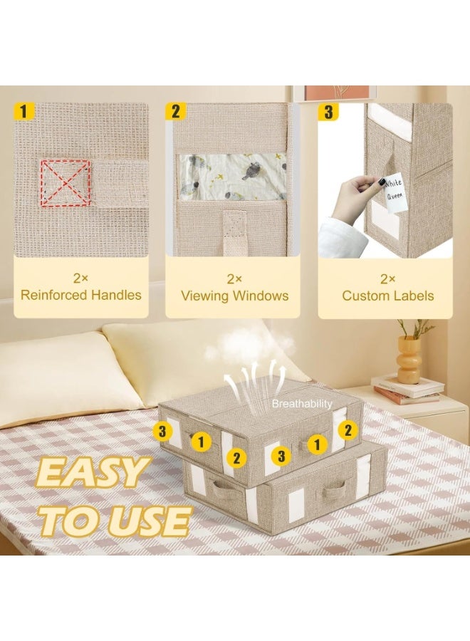 U-HOOME Large Bed Sheet Set Organizer and Storage,Foldable Storage Box for Linen Closet Organizers w/Window,Storage Bins Bedding Container for Sheet Sets,Duvet Covers,Blankets and Pillow (4pcs) - Image 4