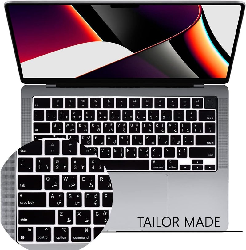 WYGCH Arabic Keyboard Cover Skin for MacBook 2025-2022 Air 13.6" 15" M4 M3 M2 A3240 A3241 A3113/A3114/A2681/A2941; 2025-2021 Pro 14" 16.2" M4 M3 M2 M1 Pro/Max A2918/A2992/A2779/A2780/A2991-US Layout - Image 2
