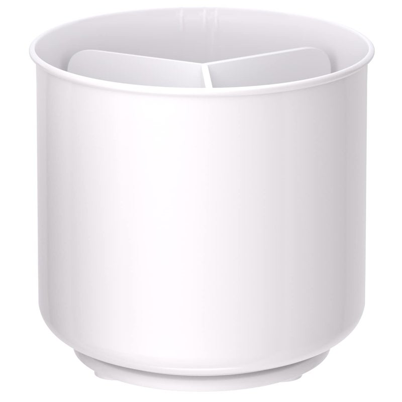 Rotating Extra Large White Plastic Utensil Holder Caddy with Sturdy NoTip Weighted Base Removable Divider and Gripped Insert  Dishwasher Safe Kitchen Utensil Holder for Countertop