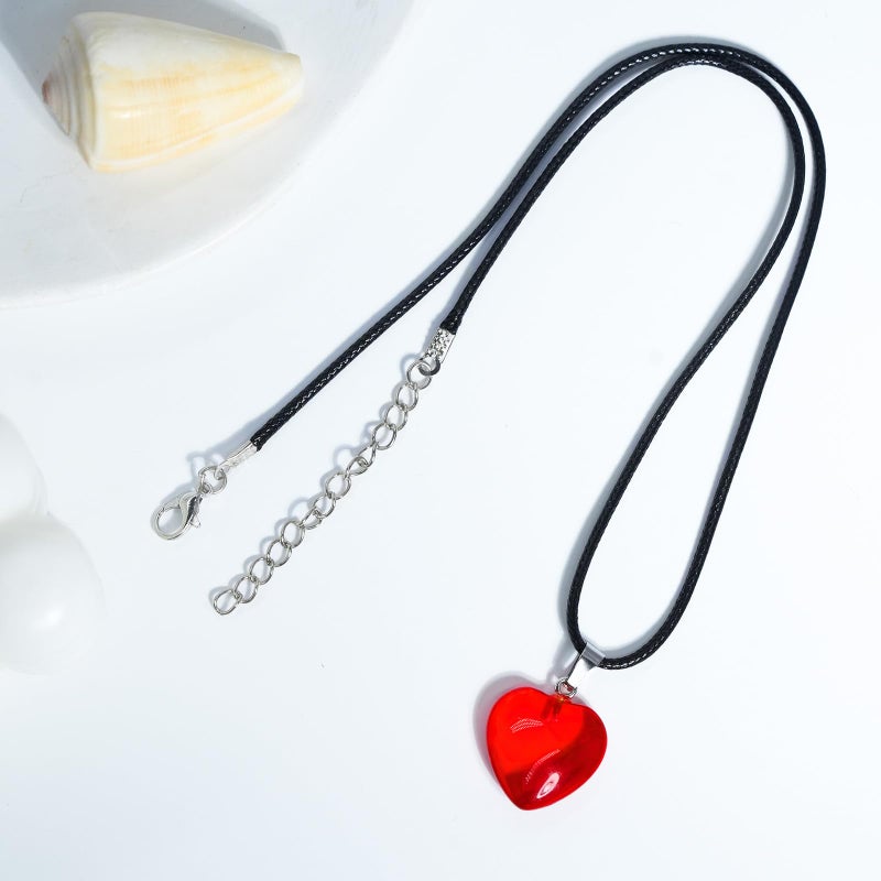 mintolex Red Heart Necklace for Women Adjustable Glass Heart Pendant Black Choker Necklace Dainty Cute Y2K Valentines Jewelry Gifts for Her, Red Heart - Image 5