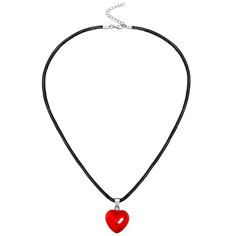 mintolex Red Heart Necklace for Women Adjustable Glass Heart Pendant Black Choker Necklace Dainty Cute Y2K Valentines Jewelry Gifts for Her, Red Heart - Image 1
