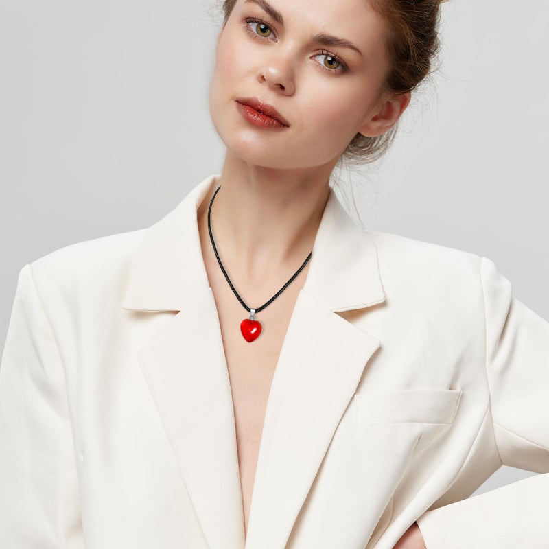 mintolex Red Heart Necklace for Women Adjustable Glass Heart Pendant Black Choker Necklace Dainty Cute Y2K Valentines Jewelry Gifts for Her, Red Heart - Image 2