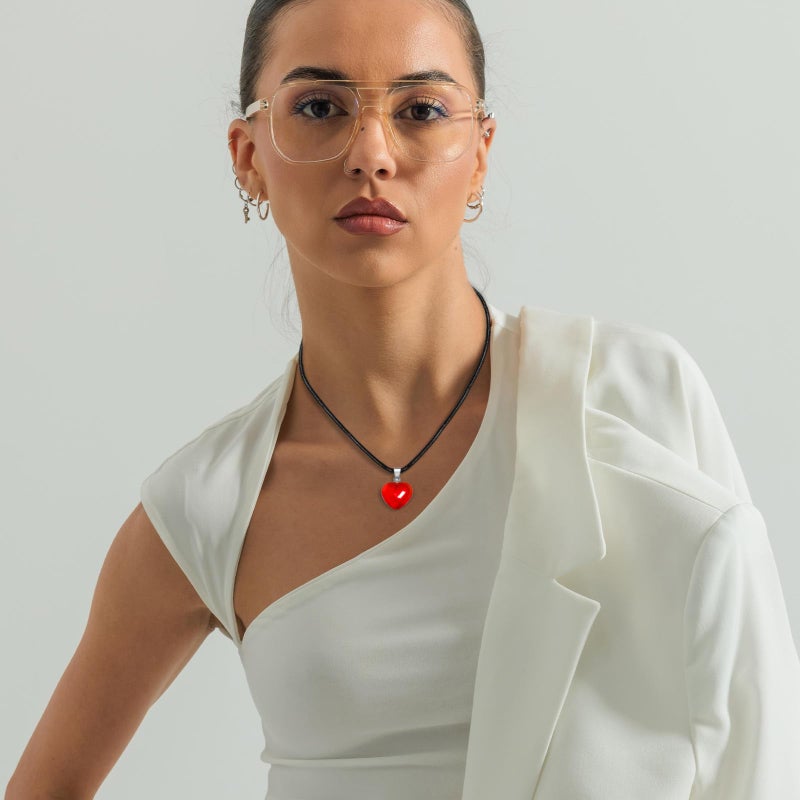 mintolex Red Heart Necklace for Women Adjustable Glass Heart Pendant Black Choker Necklace Dainty Cute Y2K Valentines Jewelry Gifts for Her, Red Heart - Image 3