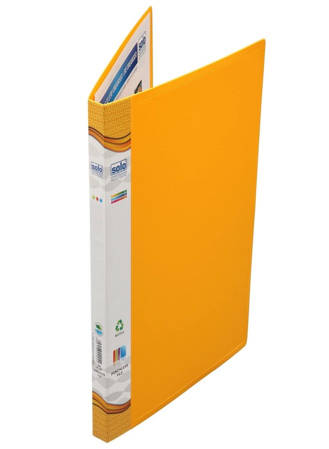 سولو ملف Solo A4 بدون ثقب بمشبك ذراع مع جيب داخلي شفاف، مجلد ملفات مستندات مكتبية للأوراق والمشاريع، منظم عرض تقديمي، ملف بلاستيكي للشهادات والمحافظ (أصفر) - Image 2