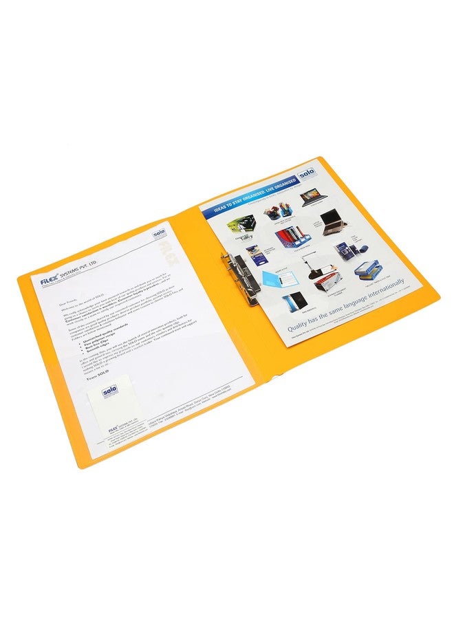 سولو ملف Solo A4 بدون ثقب بمشبك ذراع مع جيب داخلي شفاف، مجلد ملفات مستندات مكتبية للأوراق والمشاريع، منظم عرض تقديمي، ملف بلاستيكي للشهادات والمحافظ (أصفر) - Image 3