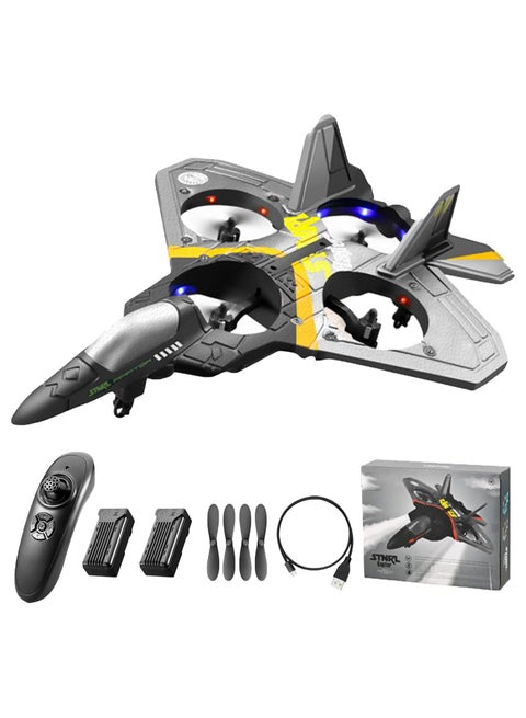 RC Aeroplane 2.4GHz RTF Airplane Toy with LED Lights & Dual Batteries - Remote Control Fighter Plane with 360° Flip, Gravity Sensing, Stunt Roll for Beginners, Kids & Adults | Perfect Gift for Remote-Controlled Toys