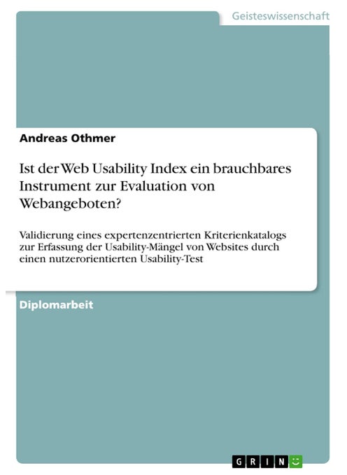 Ist der Web Usability Index ein brauchbares Instrument zur Evaluation von Webangeboten?