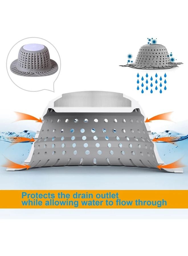 Grey Foldable Drain Protector Hair Catcher for Shower Bathtub and Bathroom Sink - Image 5