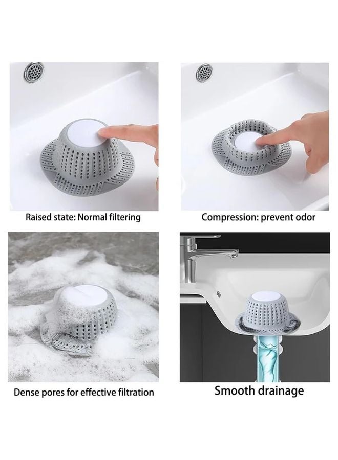 Grey Foldable Drain Protector Hair Catcher for Shower Bathtub and Bathroom Sink - Image 3