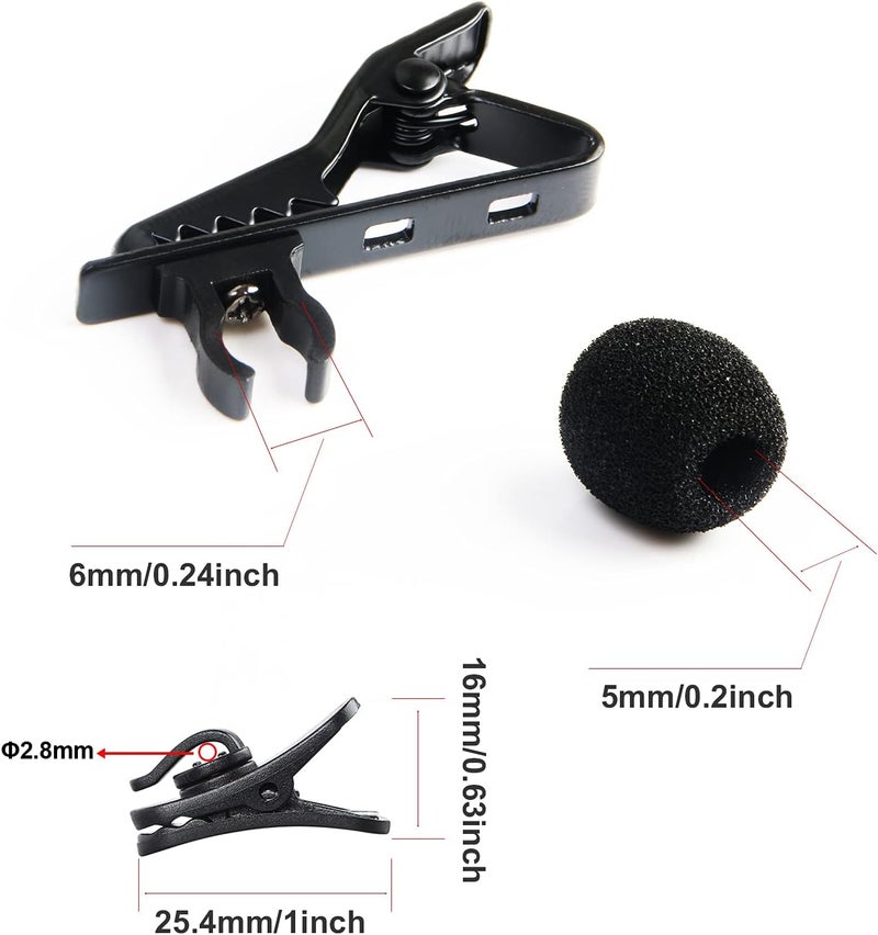 Augsun 18Pcs Lapel Microphone Clips Replacement Kit, 6Pcs Lavalier Mic Clips Metal Tie Clips Lavalier Microphone Clips, 6Pcs Windscreen Foam Cover and 6Pcs Plastic Wire Clips - Image 2
