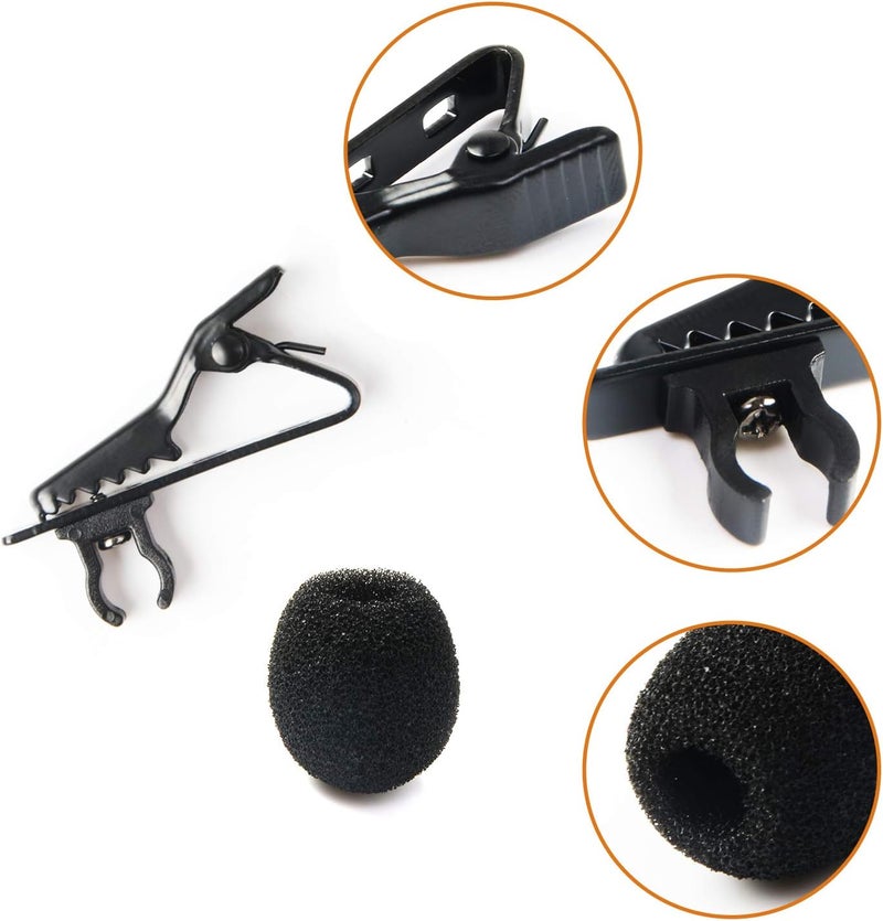 Augsun 18Pcs Lapel Microphone Clips Replacement Kit, 6Pcs Lavalier Mic Clips Metal Tie Clips Lavalier Microphone Clips, 6Pcs Windscreen Foam Cover and 6Pcs Plastic Wire Clips - Image 3