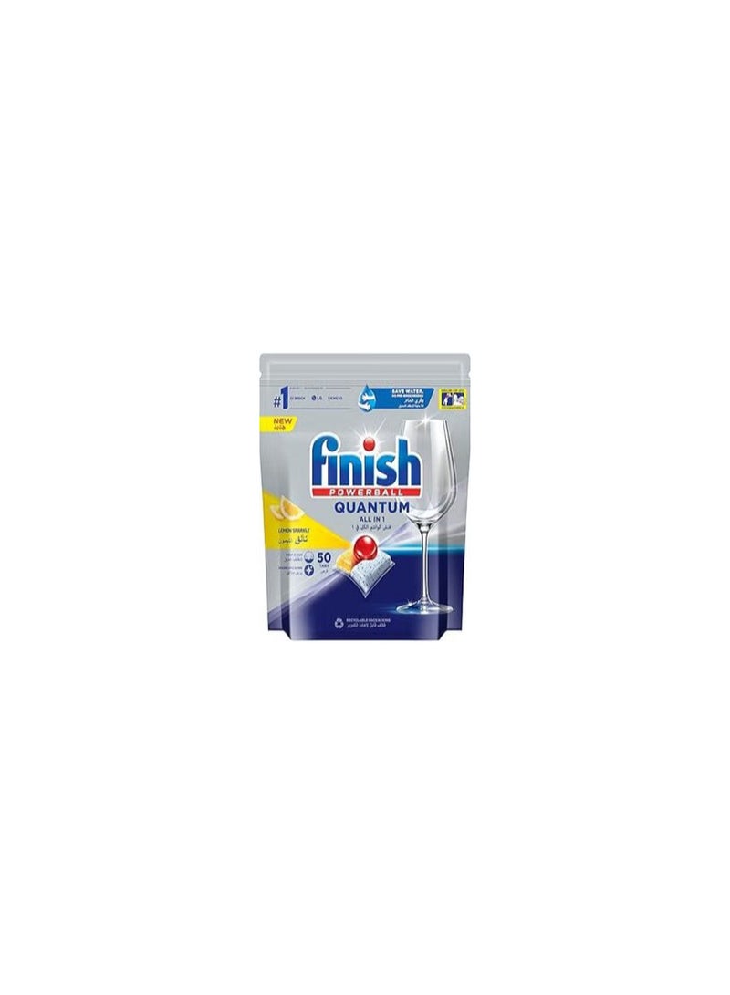 Finish Powerball Dishwasher Detergent All in One Tablets for Deep Clean & Sparkling Shine, Lemon Sparkle - 50 Tabs 