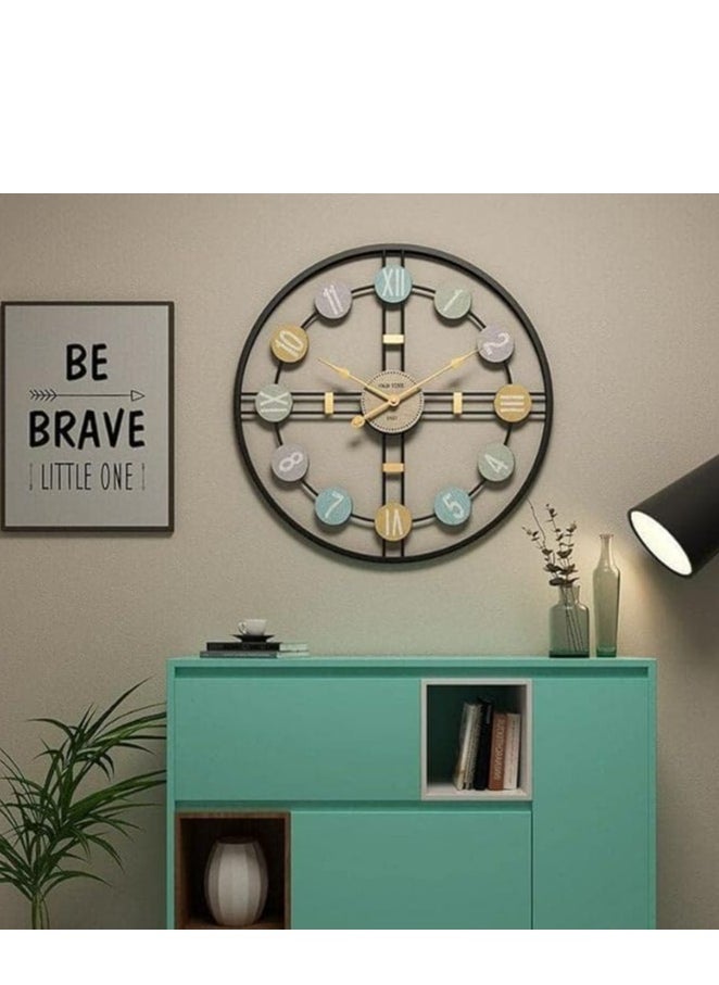 Decorhills - Colorful Metal Wall Clock 80cm – Silent Non-Ticking, Multicolor Modern Design – Perfect for Living Room, Bedroom, Office & Cafe Decor (1 PC) - Image 1
