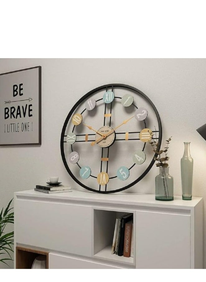 Decorhills - Colorful Metal Wall Clock 80cm – Silent Non-Ticking, Multicolor Modern Design – Perfect for Living Room, Bedroom, Office & Cafe Decor (1 PC) - Image 1