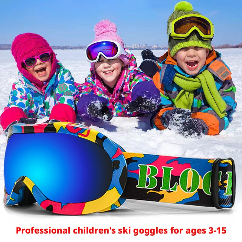 Kids Ski Goggles Double Layer Anti-fog Windproof Outdoor Snow Goggles Compatible with Prescription Glasses - Image 1