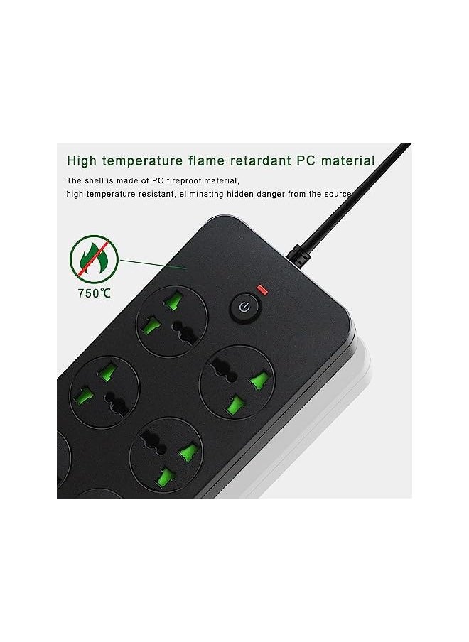 PROMASS Extension Lead 6 Outlets with 4 USB Slots | 2m Power Strips Cords Cable, 6 Way Universal Switched Socket Smart Charging Station Hub Wall Mount, Surge Protection UK Plug Cable Cord for Home Office  - Image 3