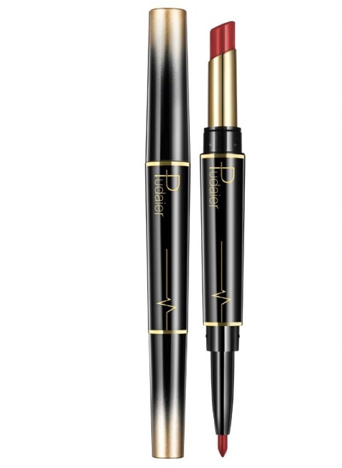 SKY-TOUCH Double Head Matte Lipstick + Lip Liner Pen Set 2 In 1 One Step Lips Makeup Waterproof Long Lasting Lipstick Durable Nude Velvet Lipstick Pen,One Size 13#  - Image 2