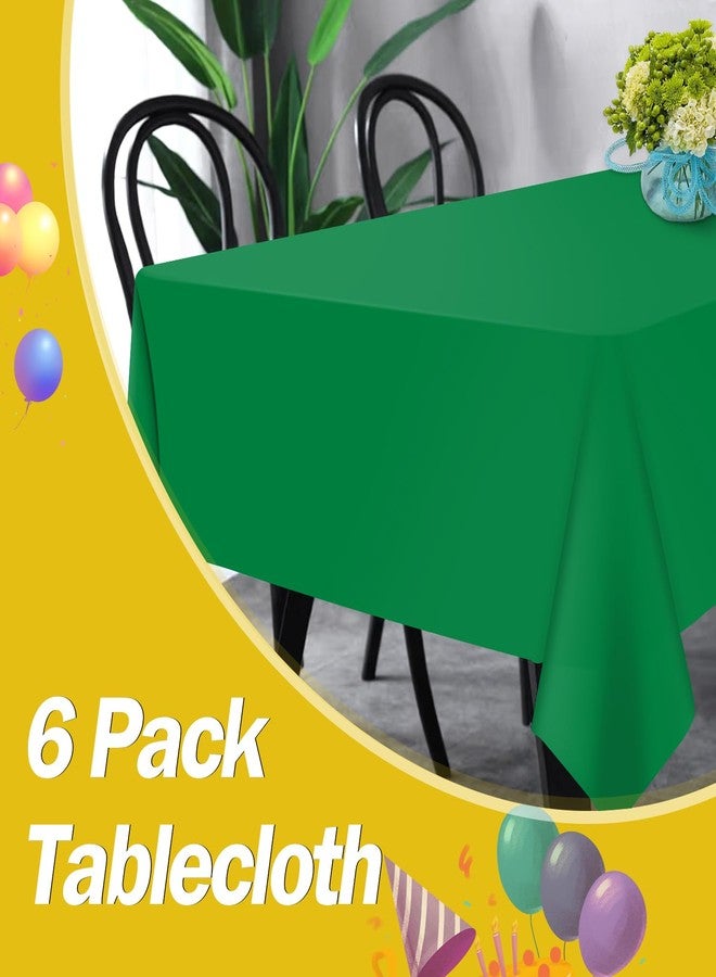 tujol Green 6 Pack Plastic Table Cloth 54" x 108", Disposable Tablecloths Rectangle Table Cover, Plastic Tablecloth for Parties - Image 5