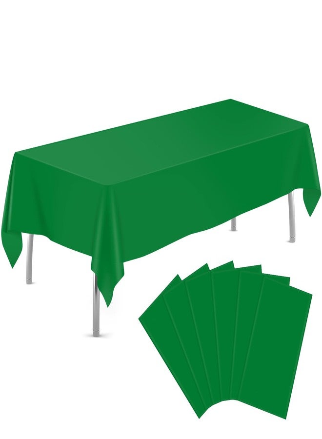 tujol Green 6 Pack Plastic Table Cloth 54" x 108", Disposable Tablecloths Rectangle Table Cover, Plastic Tablecloth for Parties - Image 1