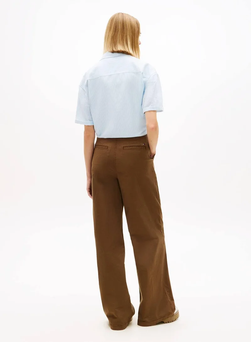 TOMMY JEANS Light Powdery Blue / Stripe Relaxed Fit Linen Blend Tie Front Shirt for Women | Best Price UAE