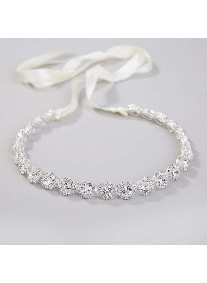 HapiBuy Crystal Wedding Headband Bridal Headpiece Hair Jewelry For Brides And Bridesmaids Silver - Image 1