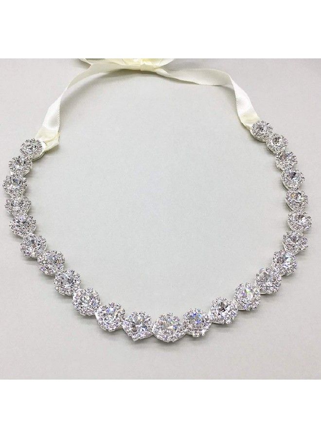 HapiBuy Crystal Wedding Headband Bridal Headpiece Hair Jewelry For Brides And Bridesmaids Silver - Image 3